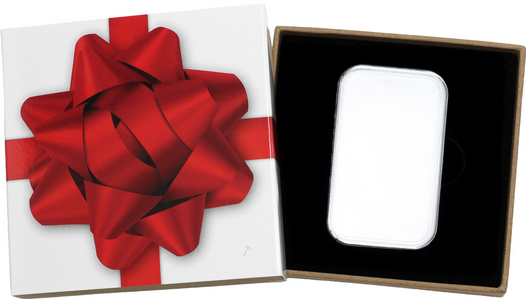 SilverTowne Natural Kraft Paper Gift Box with Red Bow Box Sleeve